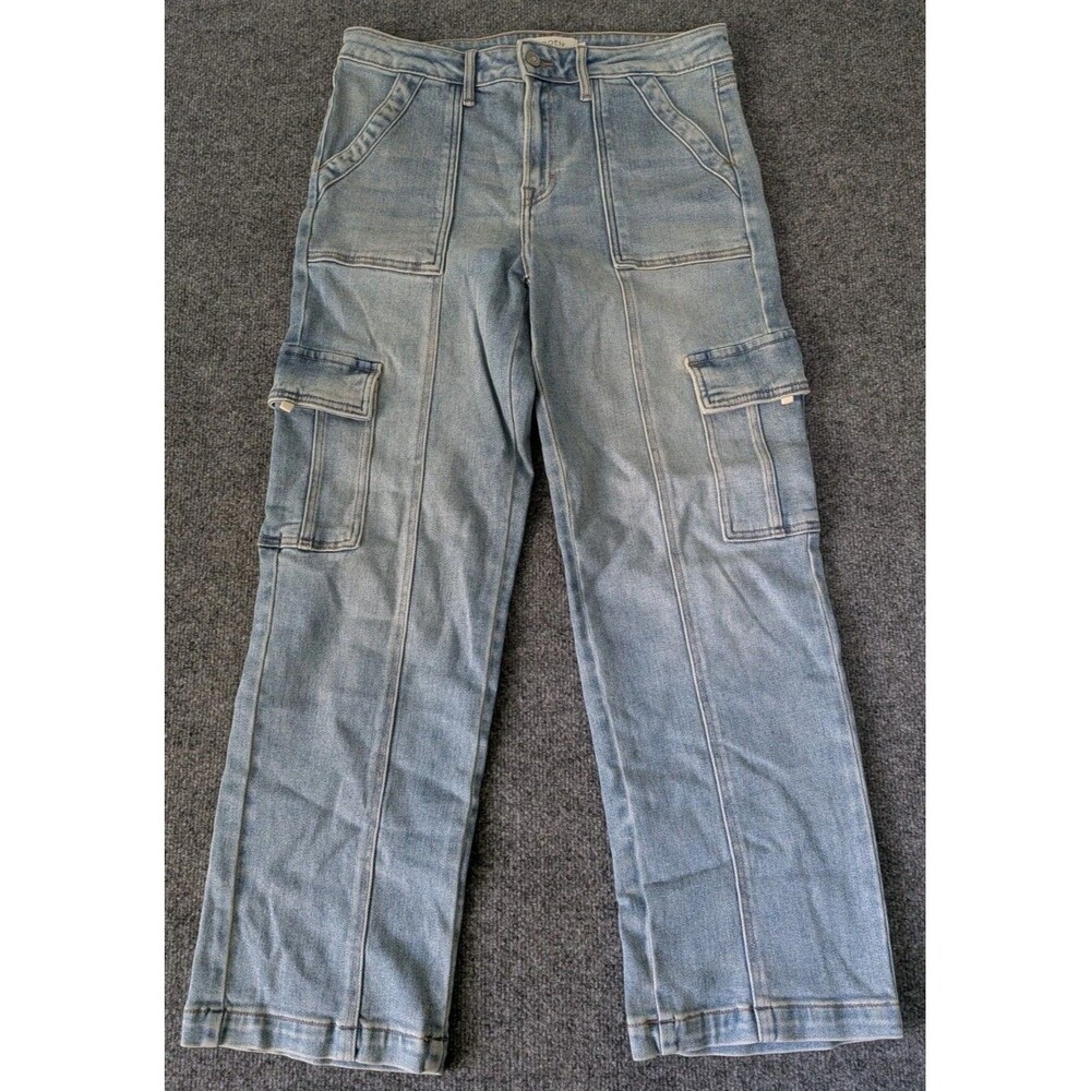 Hidden LA Cargo Jeans Women Sz 30 Straight Ankle Y2K Raw Hem Skater 90s Stretch